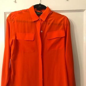 Orange silk button up